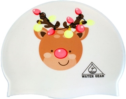 Water Gear Graphic Silicone Swim Cap, Reindeer & Lights