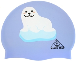 Water Gear Graphic Silicone Swim Cap, Seal On Iceberg