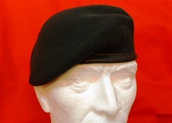 Infantry Beret Rifle Green Colour ( Leather Banded Silk Lined Very Dark Green Beret )