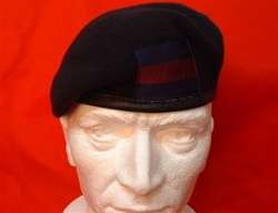 Household Cavalry Silk Lined Beret ( HCR Military Beret + House Division Patch ) Navy Blue Army Berets