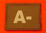 Desert Blood Group Patch A- ( Sand Combat A- Badge ) Velcro Backed