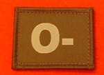 Desert Blood Group Patch O- ( Sand Combat O- Badge ) Velcro Backed