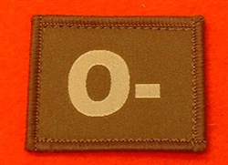 Desert Blood Group Patch O- ( Sand Combat O- Badge ) Velcro Backed