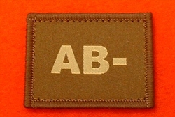 Desert Blood Group Patch AB- ( Sand Combat AB- Badge ) Velcro Backed