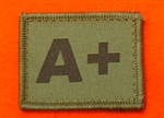 A+ Combat Blood Group Patch ( Velcro Backed ) Olive Green A+ Badge