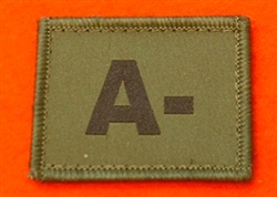 A+ Combat Blood Group Patch ( Velcro Backed ) Olive Green A+ Badge