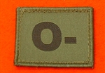 O- Combat Blood Group Patch ( Velcro Backed ) Olive Green O- Badge