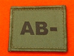 AB- Combat Blood Group Patch ( Velcro Backed ) Olive Green AB- Badge