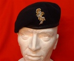 Officers REME Leather Banded Beret + Hand Embroiderd Beret Badge ER 11 ( REME Officers Silk Lined Beret )