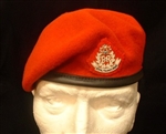 Officers RMP Beret + Bullion Wire RMP Beret Badge ( High Quality Leather Banded Silk lined Red RMP Officers Berets )