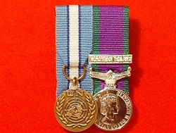 Court Mounted United Nations & Northern Ireland Campaign Service  Miniature medals ( NI Medal, UN Cyprus Medal  )