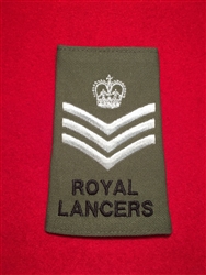 High Quality Royal Lancers Staff Sergeant Olive Green Rank Slide