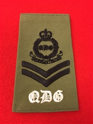 High Quality Queen's Dragoon Guards Corporal Olive Green Rank Slide