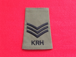 High Quality King's Royal Hussars Sergeant Olive Green Combat Rank Slide
