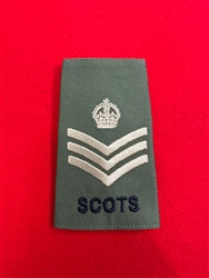 High Quality Royal Regiment of Scotland King's Crown Staff Sergeant  ST SGT Olive Green Combat Rank Slide