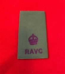 High Quality RAVC Royal Army Veterinary Corps King's Crown Major Olive Combat Rank Slide