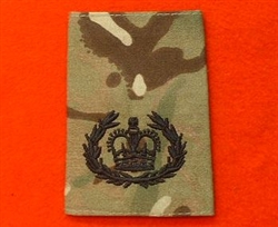 Black WO2 RQMS Multi cam Combat Rank Slides ( MTP Warrant Officer RQ 2nd Class Rank Slides ) WO2 Crown with Wreath