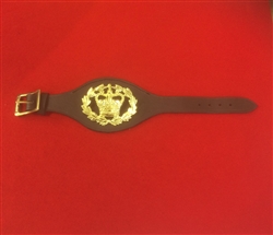 Military Army WO2 Wreath Rank Brown Leather Wrist Strap