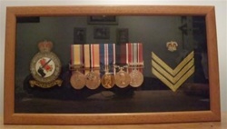 Design 14 RAF Military Medal Frame ( Light Wood Presentation Frame To Fit 1-9 Medals + Supplied 1 x Blazer Badge 1-2 x Rank  Box Frame )