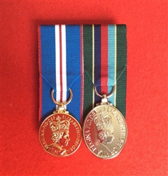 Replacement Court Mounted Full Size Queens Golden Jubilee and VRSM Voluntary Reserves Service Medals.