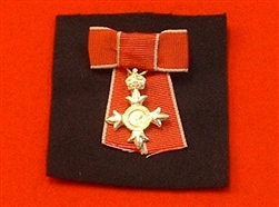 Civilian MBE Hallmarked Sterling Silver Miniature Mounted on Ladies Bow.