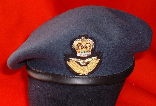 High Quality RAF Officers Beret + RAF Officers Beret Badge Silk Lined  Leather Banded Beret