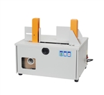 PP-01 Paper Banding Machine showing tape compatibility and dimensions, ideal for efficient packaging solutions.