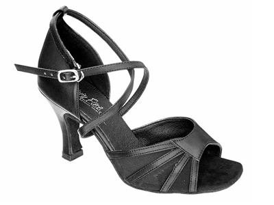 Style 1601 Black Leather & Black Mesh - Women's Dance Shoes | Blue Moon Ballroom Dance Supply