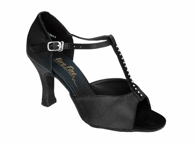 Style 1609 Black Satin & Stone - Women's Dance Shoes | Blue Moon Ballroom Dance Supply