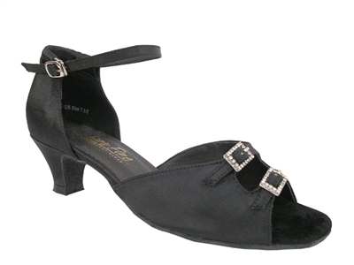 VF 1620 Black Satin 1.3" Cuban Heel - Women's Dance Shoes | Blue Moon Ballroom Dance Supply
