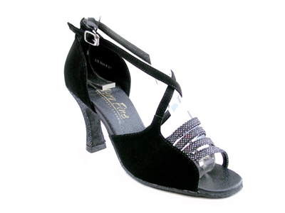 Style 1651 Black Sparklenet & Black Nubuck - Women's Dance Shoes | Blue Moon Ballroom Dance Supply