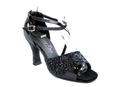 Style 1659 Black Sparkle (H) & Black Patent - Women's Dance Shoes | Blue Moon Ballroom Dance Supply