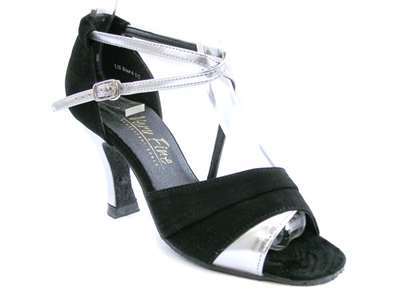 Style 1659 Silver Leather & Black Nubuck - Women's Dance Shoes | Blue Moon Ballroom Dance Supply