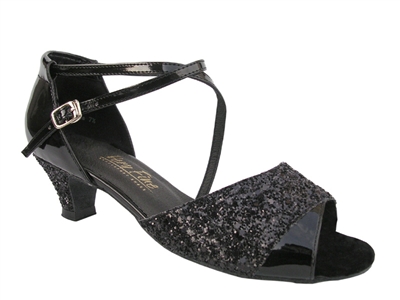 Style 1659 Black Sparkle & Black Patent Cuban Heel | Blue Moon Ballroom Dance Supply