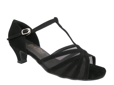 Style 16612 Black Nubuck Black Mesh Cuban Heel - Women's Dance Shoes | Blue Moon Ballroom Dance Supply