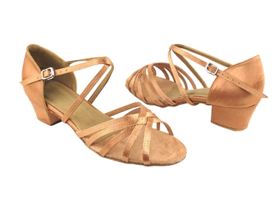 Style 1670C Tan Satin Cuban Heel - Women's Dance Shoes | Blue Moon Ballroom Dance Supply