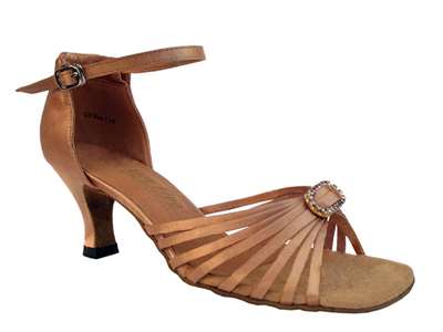 Style 1671B Brown Satin & Stone - Women's Dance Shoes | Blue Moon Ballroom Dance Supply