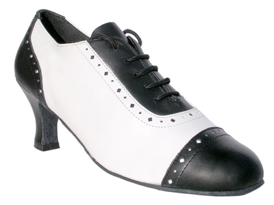 Style 2007 Black Leather & White Leather - Quality Dancewear | Blue Moon Ballroom Dance Supply
