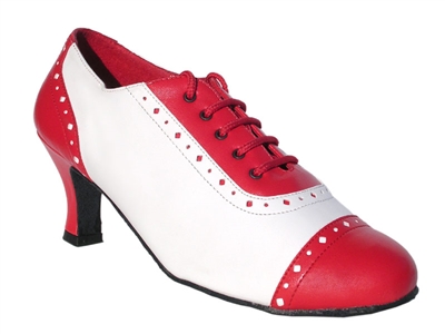 Style 2007 Red Leather & White Leather - Quality Dancewear | Blue Moon Ballroom Dance Supply