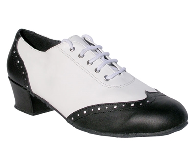 Style 2008 Black Leather White Leather - Women's Dance Shoes | Blue Moon Ballroom Dance Supply