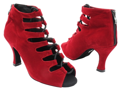 latin 3304 red velvet Ankle  Dance Boot - Dance Boot | Blue Moon Ballroom Dance Supply