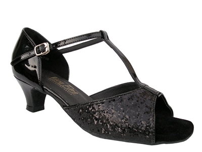 Style 5004 Black Sparkle Cuban Heel - Women's Dance Shoes | Blue Moon Ballroom Dance Supply