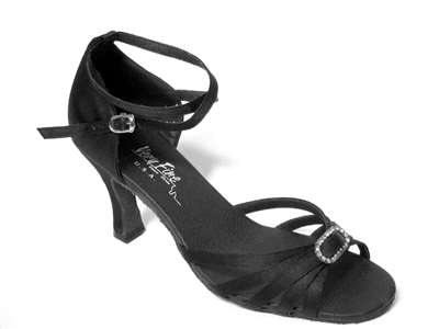 Style 6005 Black Satin & Stone - Women's Dance Shoes | Blue Moon Ballroom Dance Supply