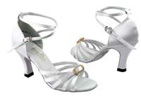 Style 6005 White Satin & Stone - Women's Dance Shoes | Blue Moon Ballroom Dance Supply