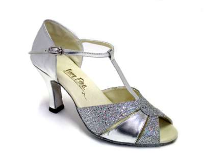 Style 6006 Silver Leather & Silver Sparklenet - Women's Dance Shoes | Blue Moon Ballroom Dance Supply