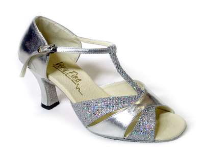 Style 6016 Silver Leather & Silver Sparklenet - Women's Dance Shoes | Blue Moon Ballroom Dance Supply