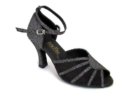 Style 6018 Black Sparklenet & Black Mesh - Women's Dance Shoes | Blue Moon Ballroom Dance Supply