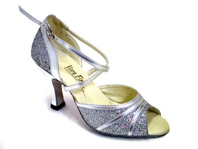 Style 6023 Silver Sparklenet & Silver Trim - Women's Dance Shoes | Blue Moon Ballroom Dance Supply