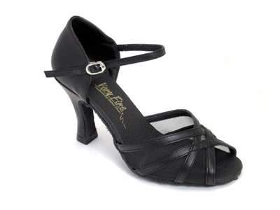 Style 6027 Black Leather & Black Mesh - Women's Dance Shoes | Blue Moon Ballroom Dance Supply
