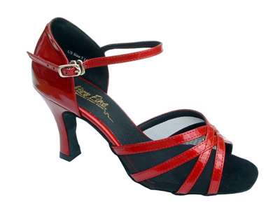 Style 6027 Red Patent & Black Mesh - Women's Dance Shoes | Blue Moon Ballroom Dance Supply